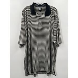 Footjoy Men’s Short Sleeve Striped Golf Polo Black & White Size Extra Large